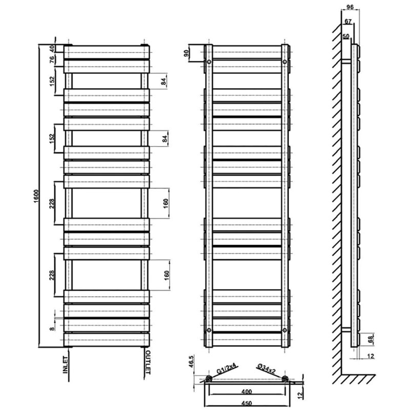 Noella Radiator, 160cm H x 45cm W