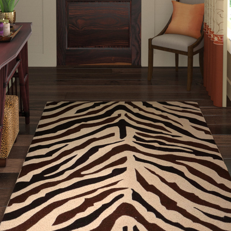 Brun/noir/Ivoire Tapis décoratif Touffeté à la main Penley, Rectangle 5 pi x 8 pi
