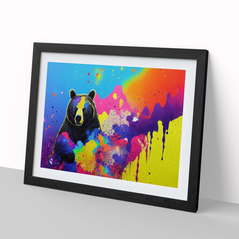 Bear Paint Splash Vol.6 Abstract - Framed Print, Black, 34cm H x 46cm W x 2cm D