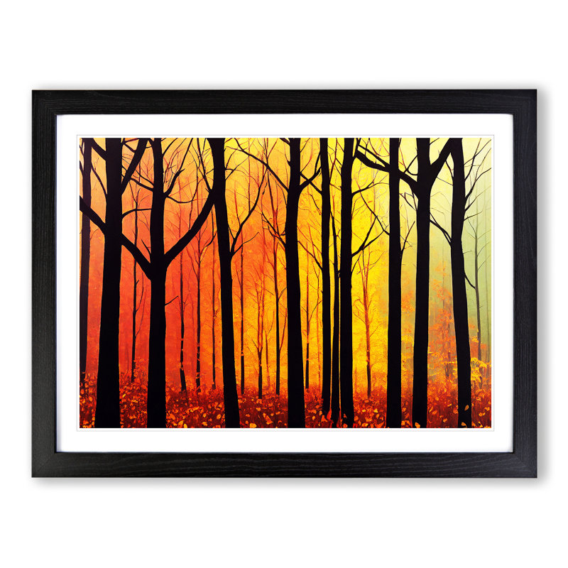 Autumn Forest In Abstract Vol.5 - Single Picture Frame Print, 25cm H x 34cm W, Black