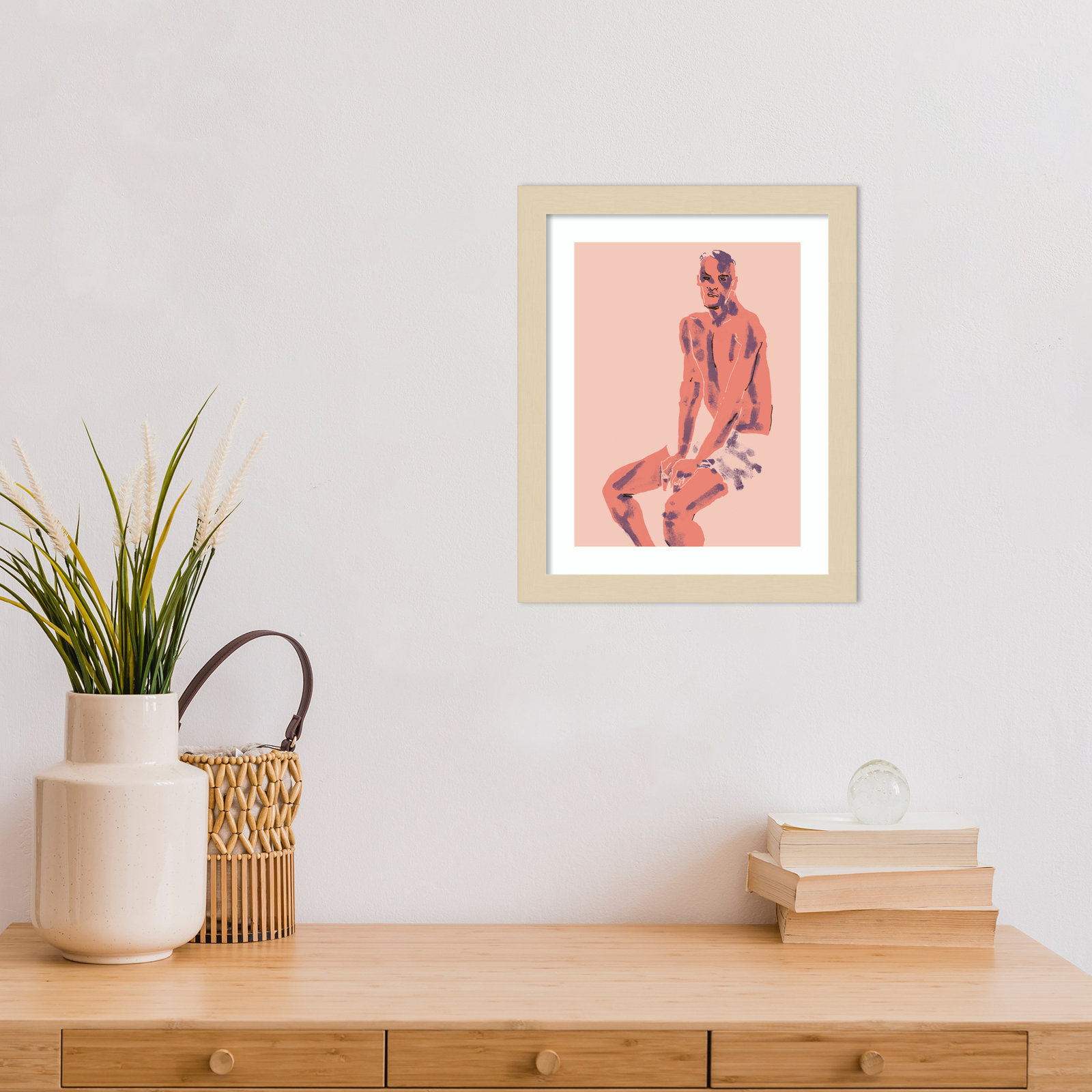 Olender "A Man Posing" Print, Brown, 13" H x 11" W