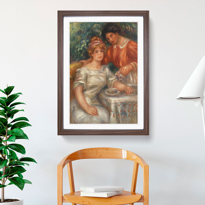 Tea Time by Pierre-Auguste Renoir - Picture Frame Painting, 90cm H x 65cm W x 2cm D, Walnut Framed