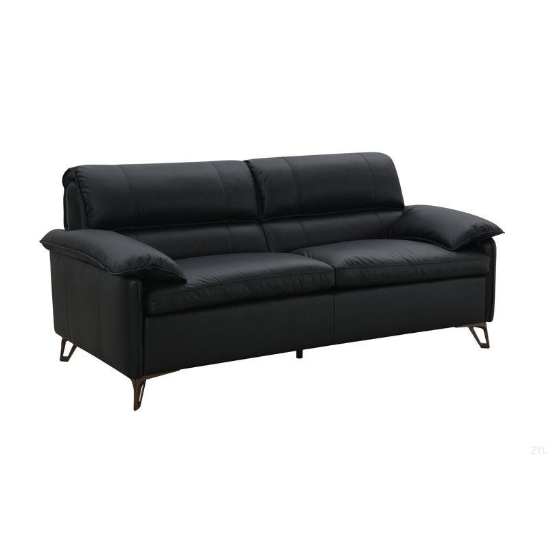 Causeuse noire en cuir fleur