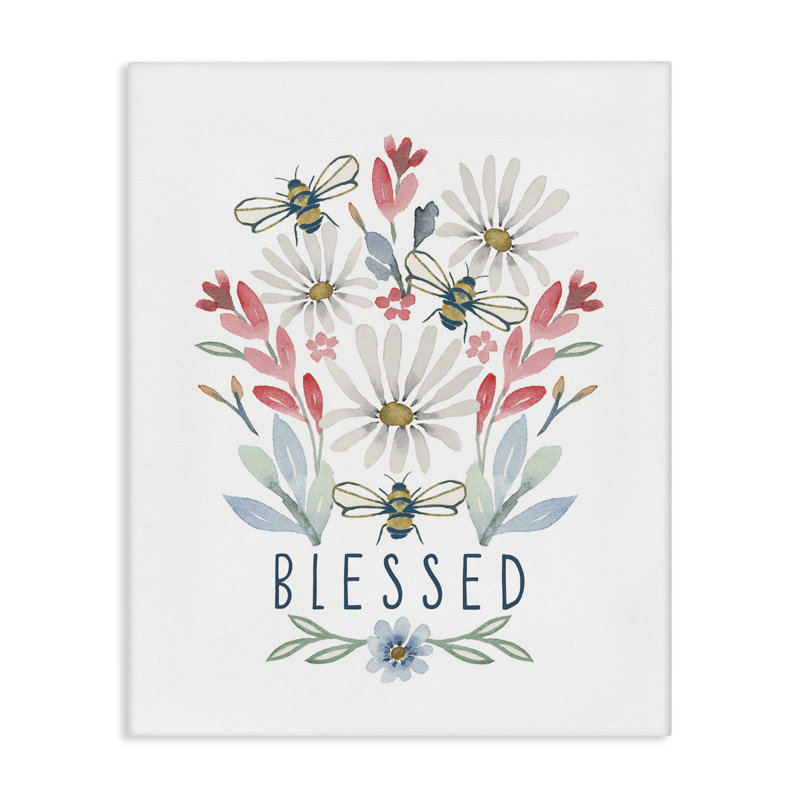 Art mural sur toile «Blessed Floral» par Blue Chair Blessing, H 40 po x l 30 po