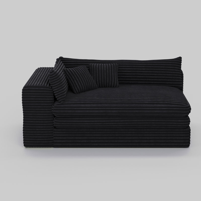 Boneless Modern High Rebound Density Sponge Cloud Chaise Boneless Compression Sofa For Lounge Living Room, Black
