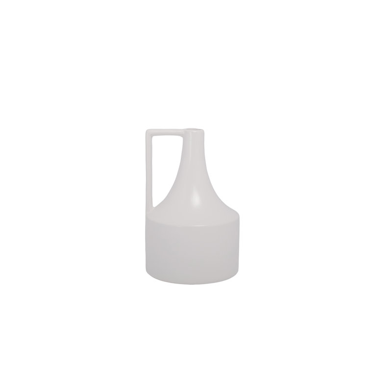 Ceramic Round Trumpet Vase Matte Finish White, White