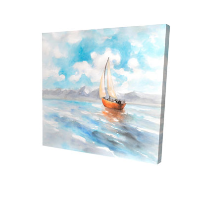 Sailboat Landscape Coastal Blue Canvas | Bedroom Decor Art