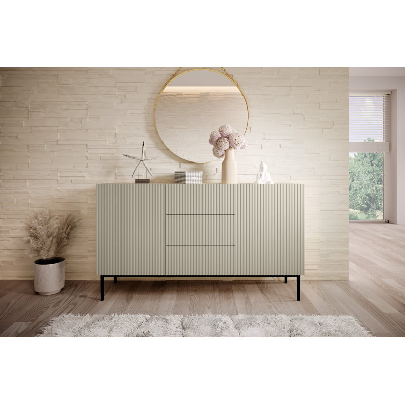 Amhad NICOLE CHEST OF DRAWERS 150 2D3SZ, Cream/Black