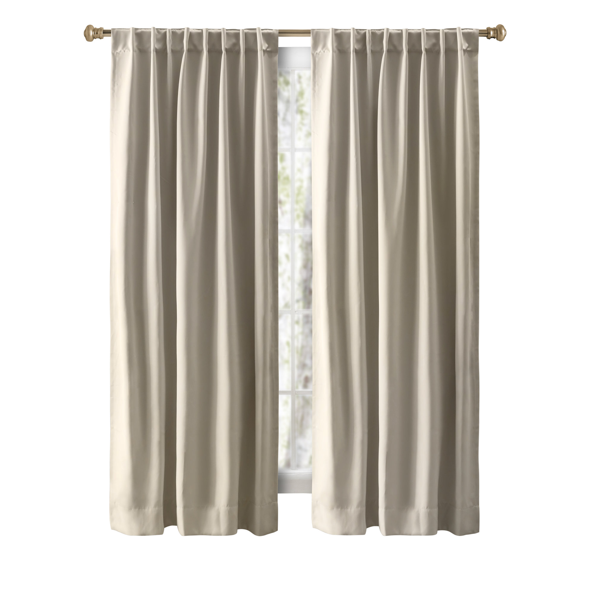 Ardelle Pure Blackout Premium Woven Yarns in a Thermal Rod Pocket w/ Backtabs Curtain Panel, 56" W x 63" L, Putty