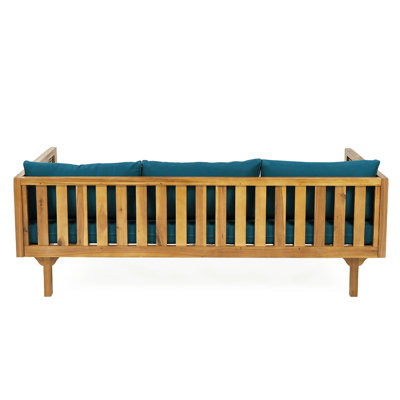 Lit de jour CLAREMONT 3 avec des accoudoirs en rotin (coussin en teck)