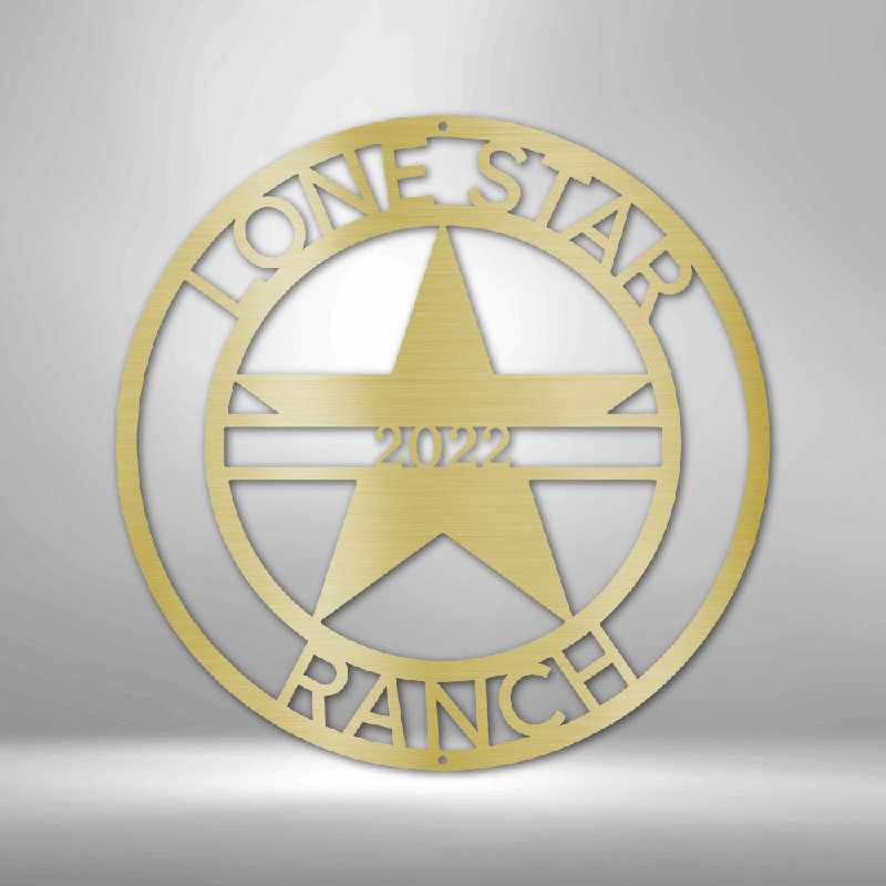 Décoration murale en acier personnalisée à 1 monogramme LoneStar, H 34,25 po x l 35,5 po x P 0,5 po, Oui, Doré