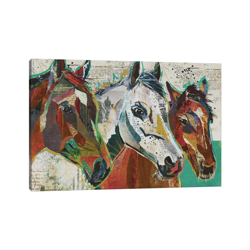3 Horses by Traci Anderson - Painting on Canvas, 66.04cm H x 101.6cm W x 1.91cm D, Wrapped Canvas