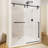 44" - 48" W x 76" H Single Sliding Frameless Shower Door with 5/16" (8mm) Glass with Explosion-Proof Film , Black Handle-117017640