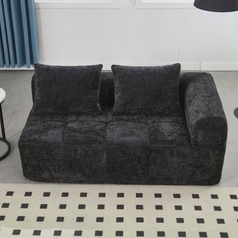 Canapé en chenille, canapé-lit modulaire minimaliste pour le confort du salon et de la chambre à coucher, Noir