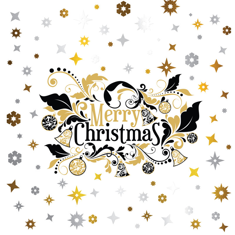 Elegant with Metalic Snowflakes Christmas Wall Sticker, Gold/Silver