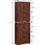 Grande armoire de rangement en noyer avec 8 portes et 4 tablettes - Pratique et élégante à 4 tablettes et 8 portes