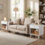 Tables d'appoint hautes 22,6 po, table de chevet, avec tiroir de rangement et tablette 