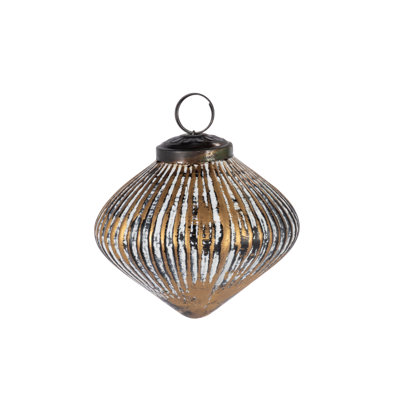 Antique Bronze Glass Ornament, 3"D