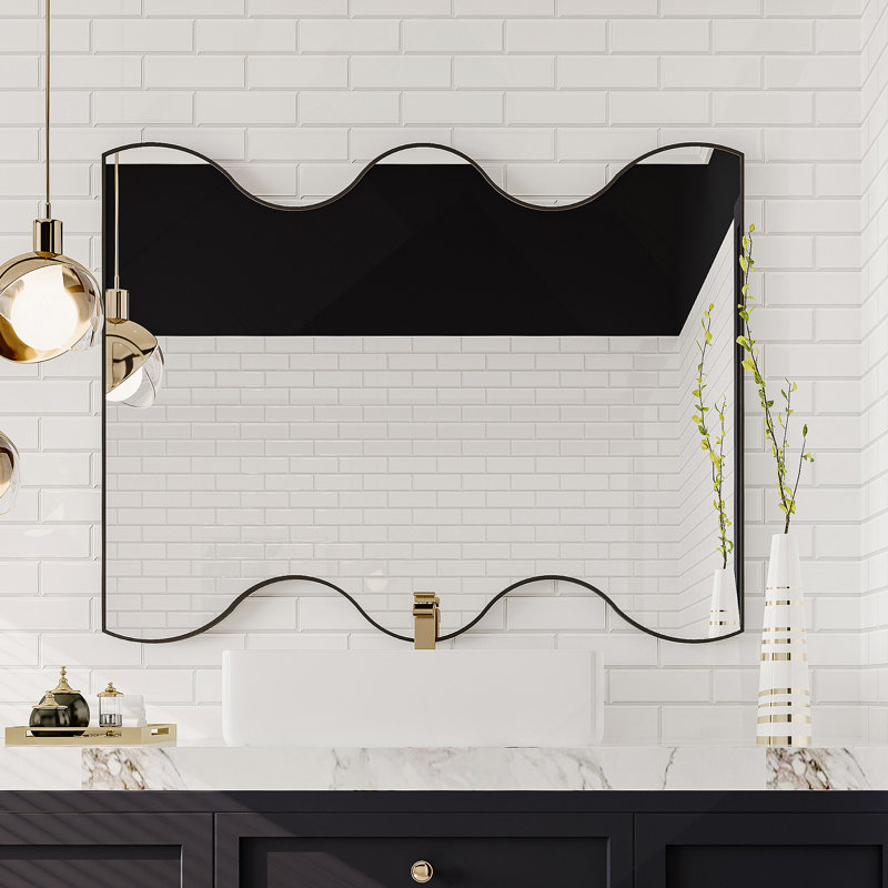 Miroir mural Miroir rectangulaire avec côtés ondulés