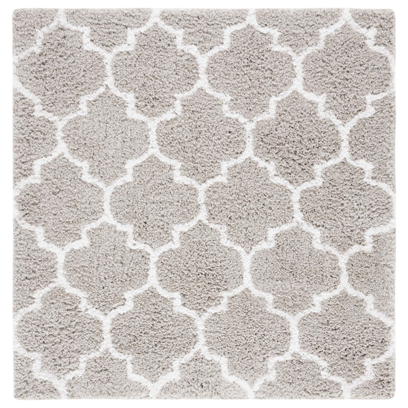 Ardele Toronto Shag Hand Tufted Performance Geometric Rug, Square 5'
