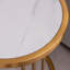 Table d'appoint ronde / ardoise ardoise / pierre frittée avec structure en acier inoxydable doré