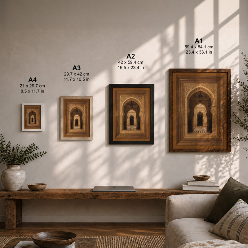Archway to Infinity Art Deco - Framed Print, A2 - 59.4 x 42.0 cm, Black