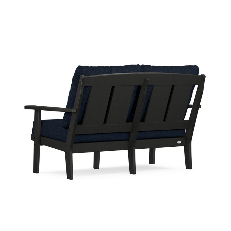 Mission Deep Seating Loveseat, Black, Marine Indigo