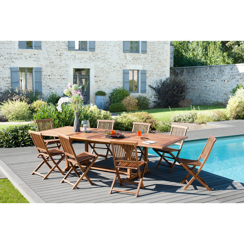 Woehler 6 - Person Teak Wood Patio Dining Set with Rectangular Table