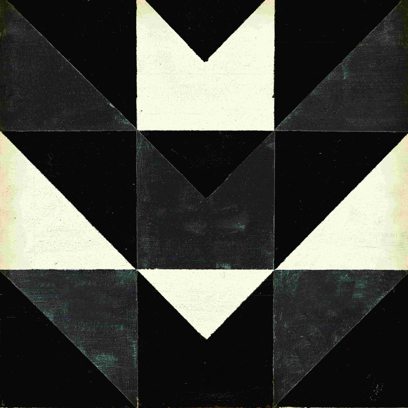 «Black and White Triangle Geo», peinture sur toile tendue, H 12 po x l 12 po