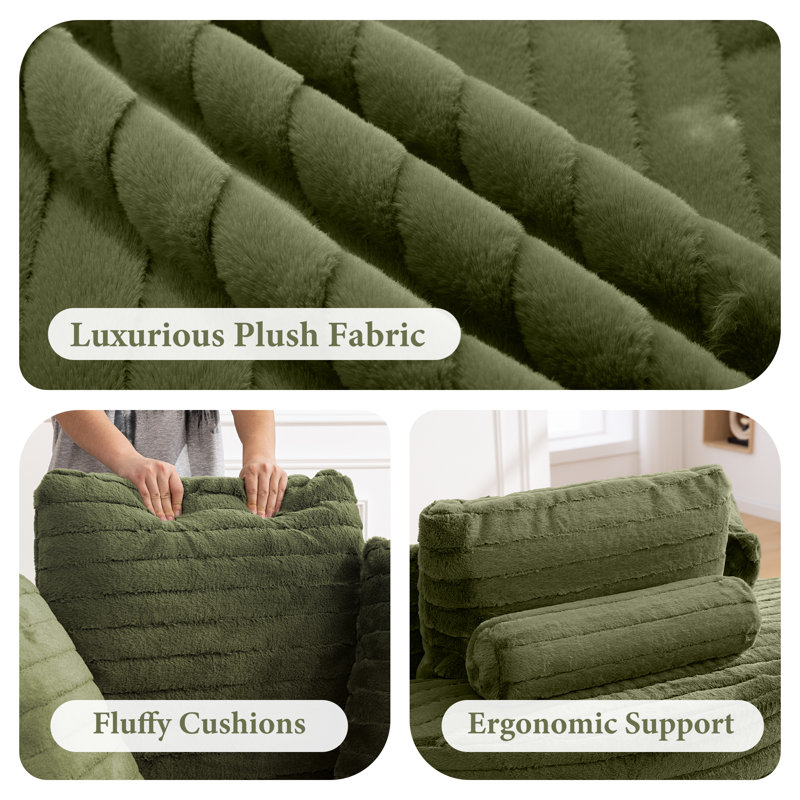 59" Modern Round Loveseat Sofa with Upholstered Design, No Assembly Required, Green