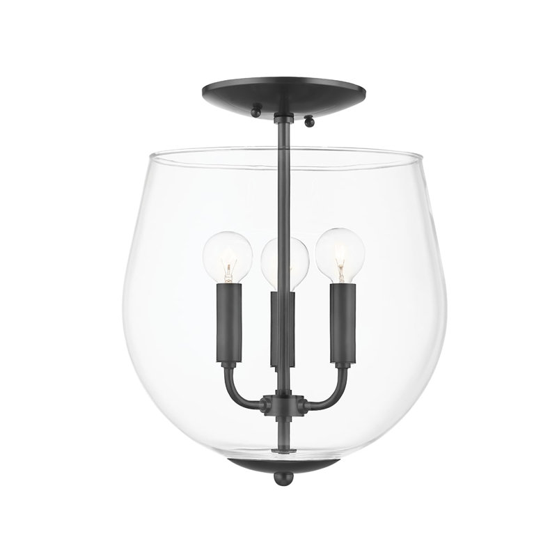 Plafonnier semi-encastré 3 lumières 12,5 po Bastow, Bronze vieilli