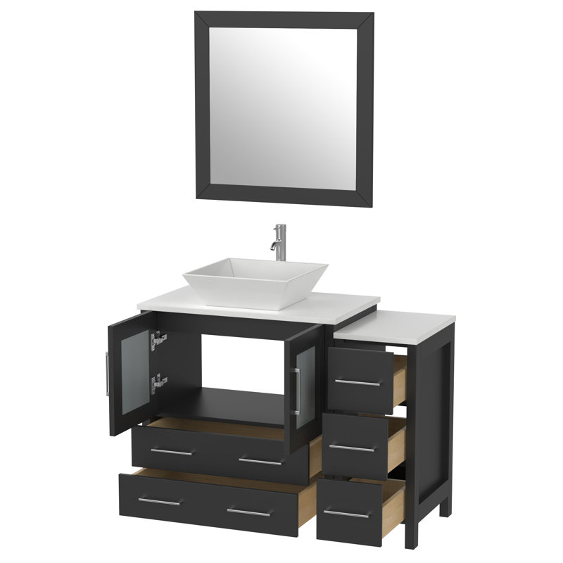  Framed 29.9" Single Bathroom Vanity Set with Mirror, Espresso