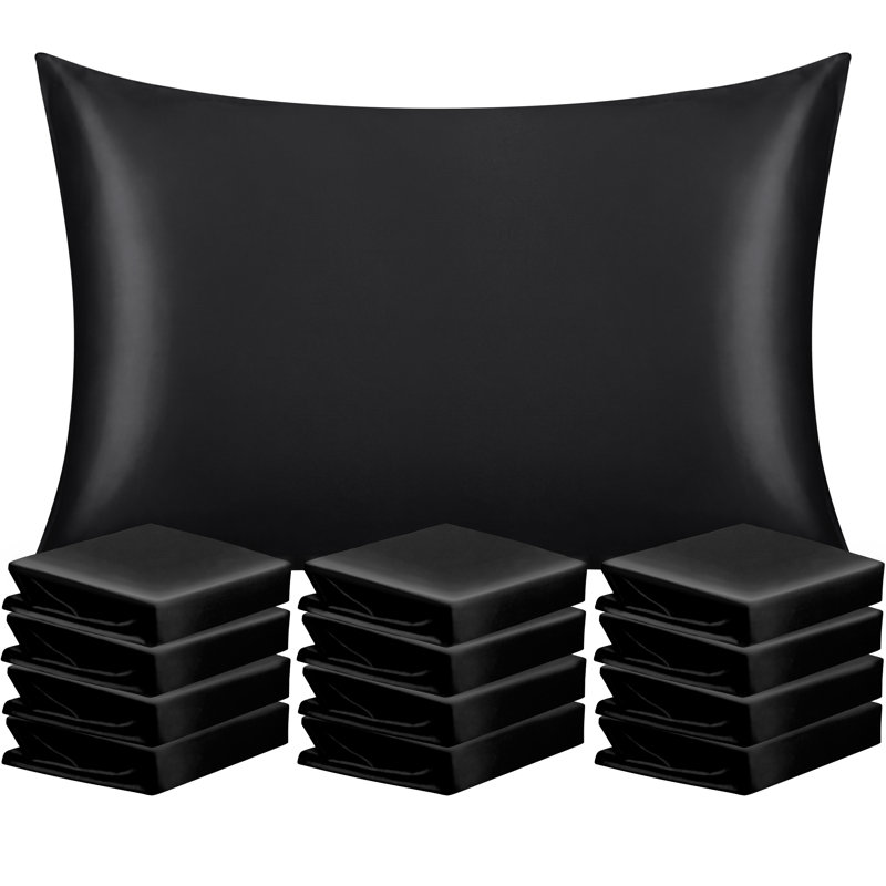 Taie d'oreiller en microfibre / polyester de couleur unie , Noir, Standard