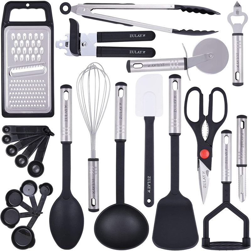 Zulay Kitchen Zulay Kitchen 23 Piece Nylon Kitchen Utensils Nylon & Stainless Steel Non-Stick Cooking Utensils Set