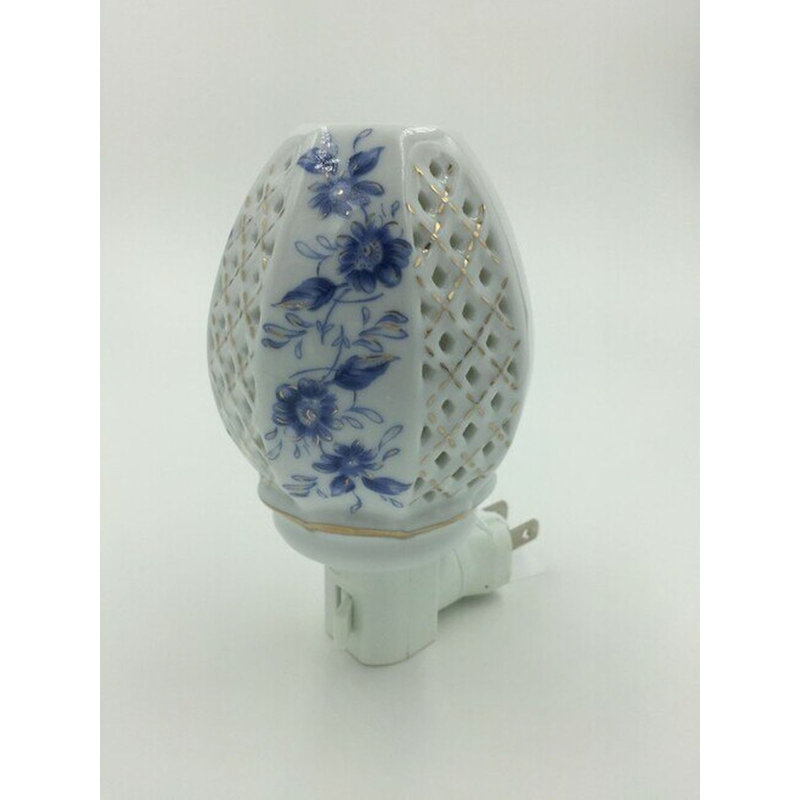 Naleah fleurs bleues sur veilleuse ovale