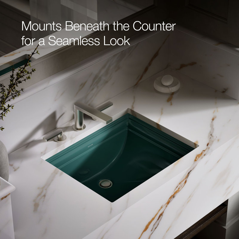Memoirs® Vitreous China Rectangular Undermount Bathroom Sink with Overflow, Teal