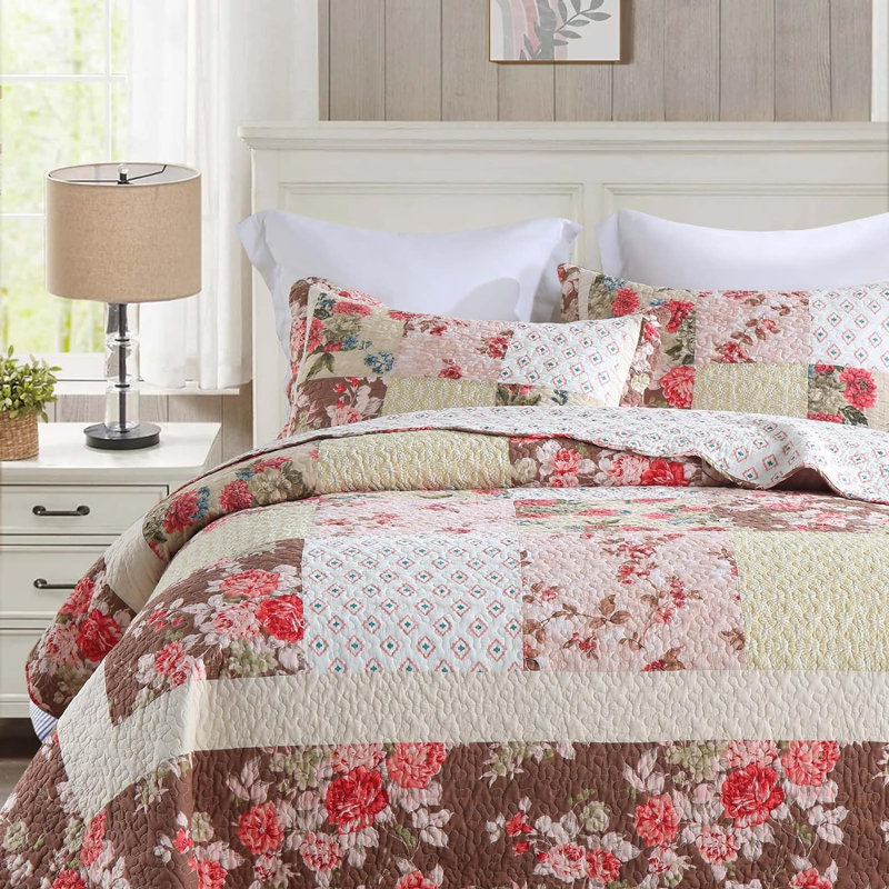 Ensemble de literie 3 pièces 100% coton HoneiLife, Courtepointe très grand + 2 taies d'oreiller stan