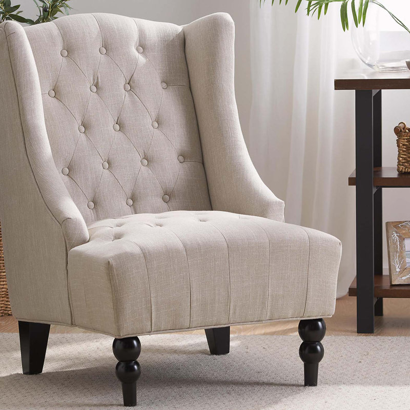 Fauteuil club à dossier haut, Beige clair
