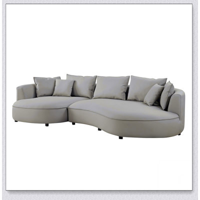 Modern Sectional Curved Sofa Couch For Living Room,Upholstered 5-Seat Sofa Couch Eco-Leather