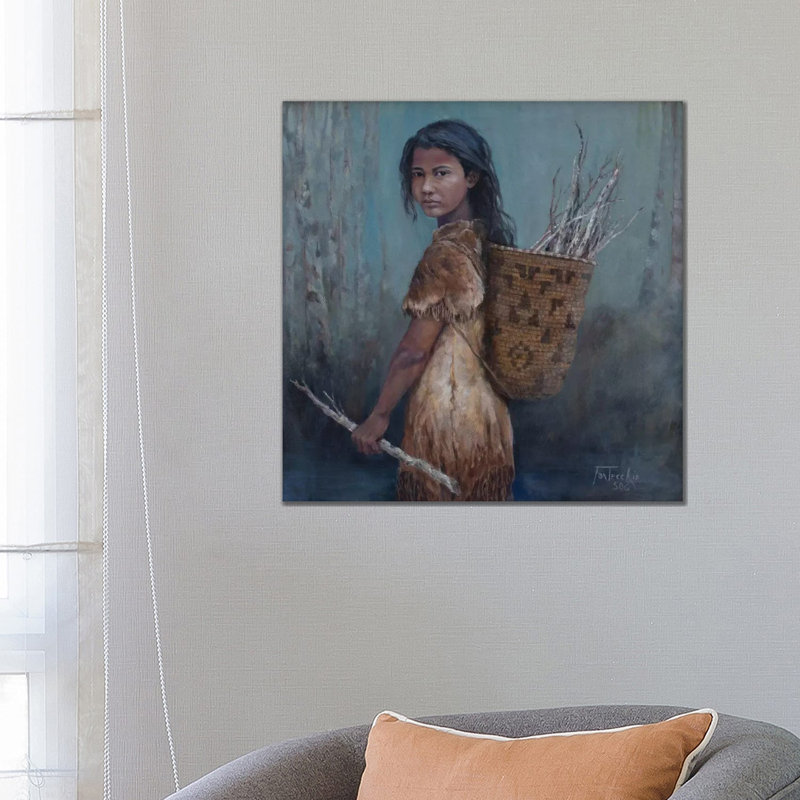 Reproduction d’art « the Kindling collector » par Jan Perley, Pas de tapis, H 26 po x l 26 po x P 1,5 po, Toile tendue