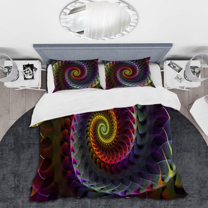 Ensemble de housse de couette Spiral Fractal Geometric II - Microfibre polyester