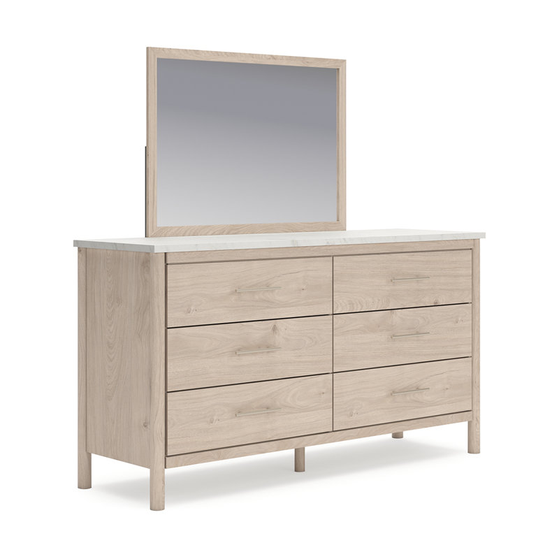 Commode et miroir Cadmori, Beige / Crème