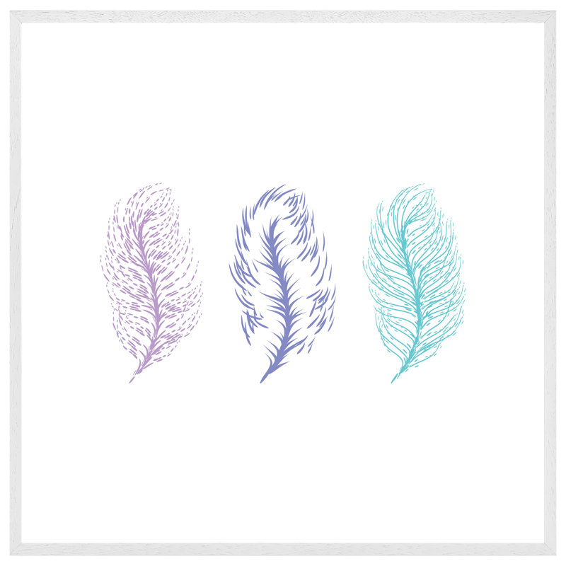 Croyle Feathers - Single Picture Frame Print, 61cm H x 61cm W x 4cm D, White
