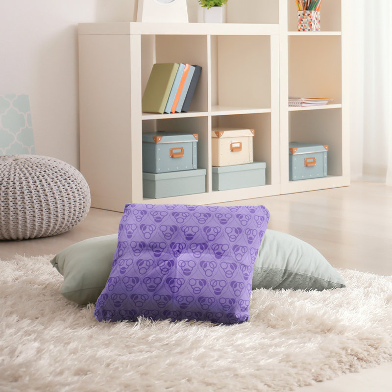 Coussin de sol classique à motif de cercles et de vagues, 26 po x 26 po, Violet