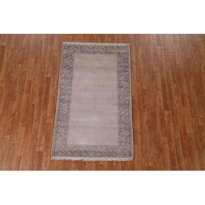 Tapis oriental népalais en laine à bordure en laine noué à la main 3 pi 3 po x 5 pi 4 po