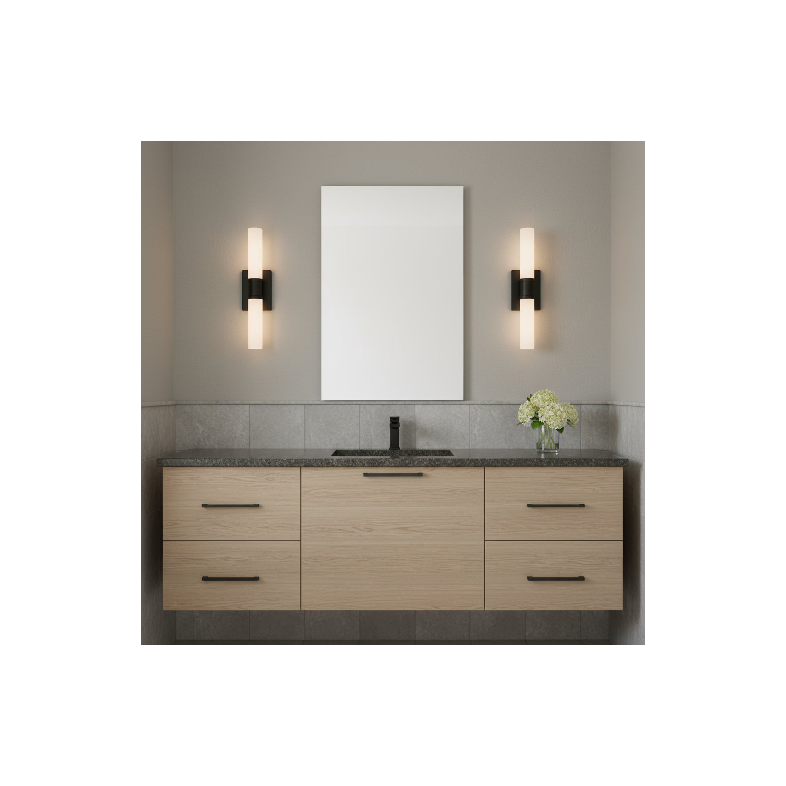 Evelien 2-Light Dimmable Metal Vanity Light, Midnight Black, 60 W, 20" H x 5" W x 3.63" D