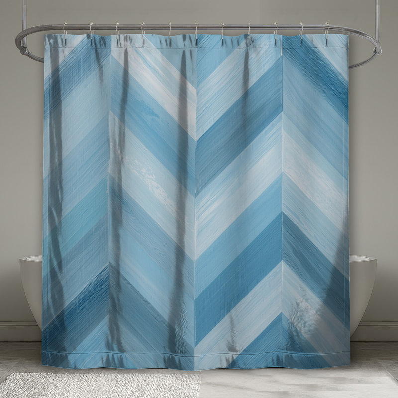 Rideaux de douche à chevrons bleus extra longs, 70 po l x 72 po H