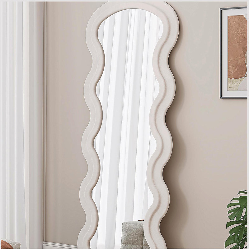 Miroir de plancher Flanelle, Blanc, crème