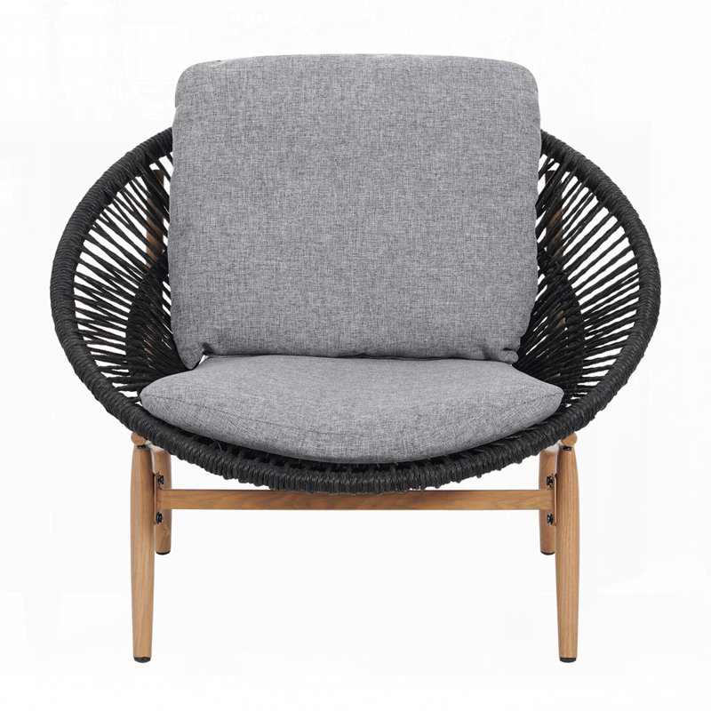 Chaise longue d'extérieur en osier, Gris, Noir