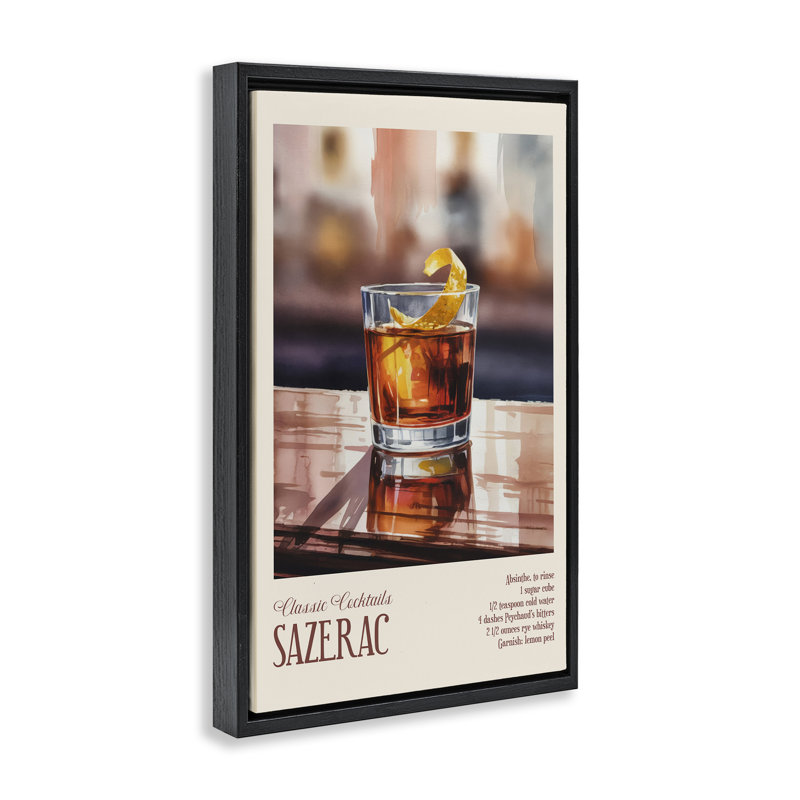 Sazerac sur cadre flottant à surface réfléchissante, design par Andreas Magnusson, H 31 po x l 21 po